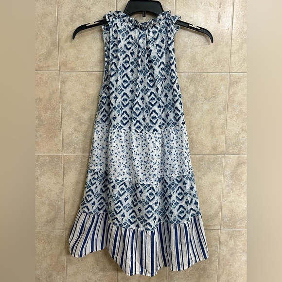 Mud Pie 100% Cotton Blue Ikat Elgin Swing Dress-Cover Up Small - Picture 5 of 8